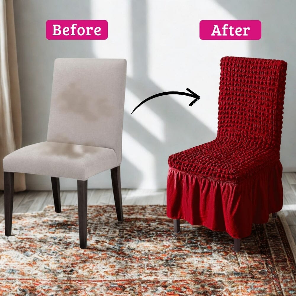 Bubble White Dining Chair Cover - Micro Fibre Collection