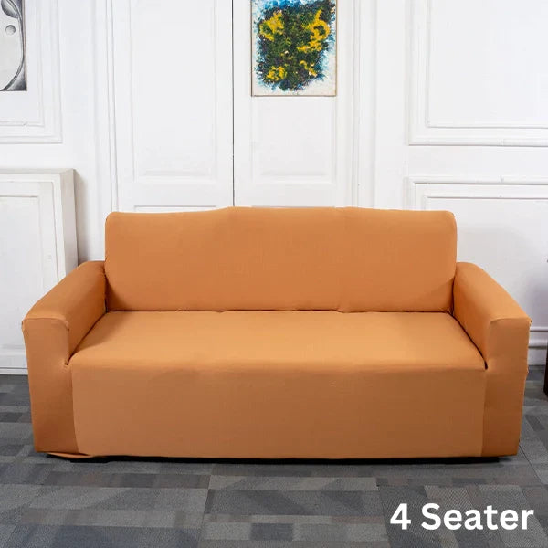 Premium Quality Machine Washable & Dust Proof Sofa Cover - Peach | Universal Fit Streachable Fabric