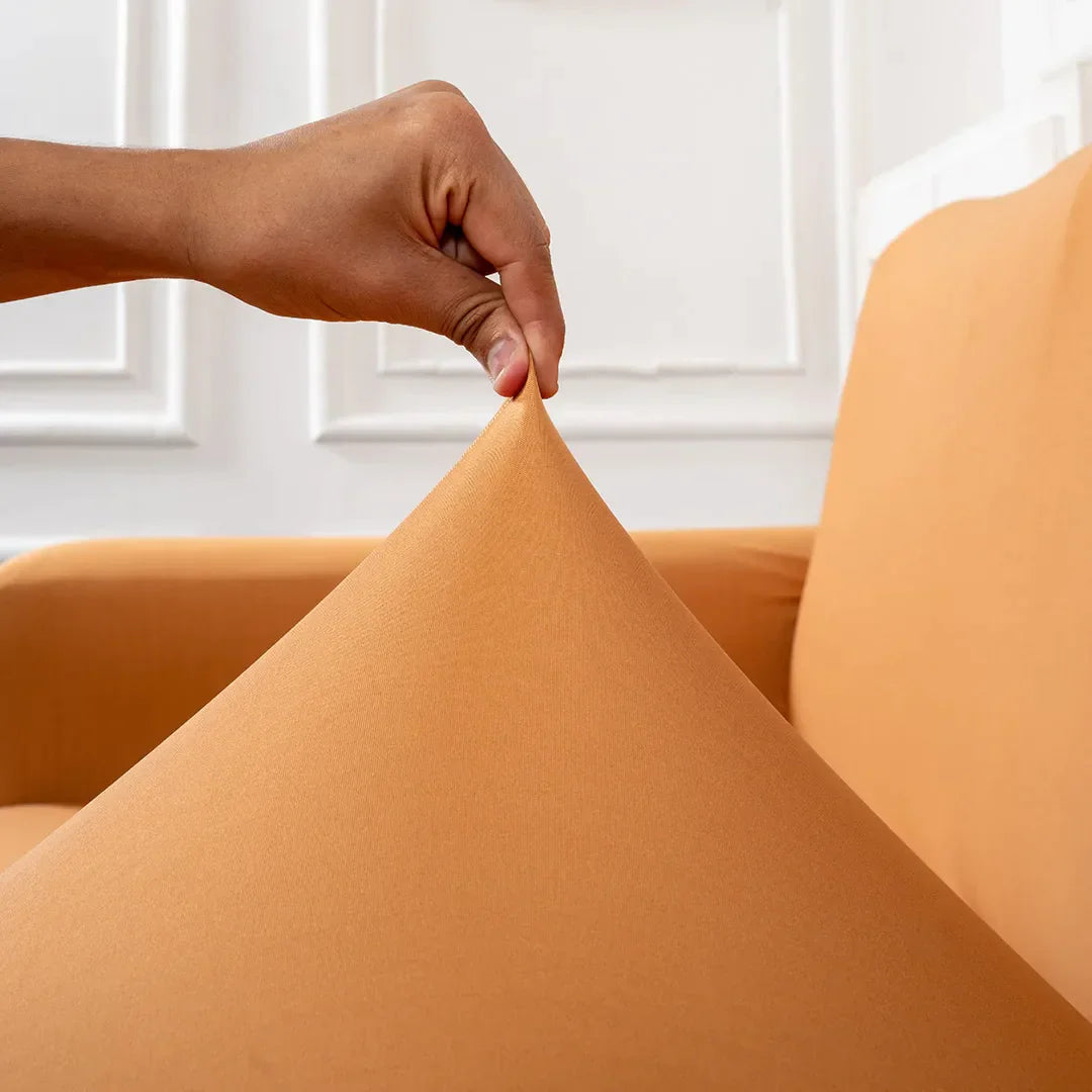 Premium Quality Machine Washable & Dust Proof Sofa Cover - Peach | Universal Fit Streachable Fabric