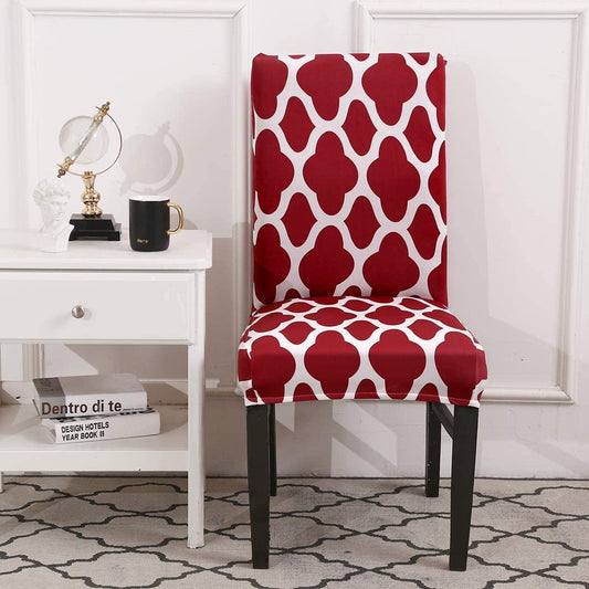 Maroon Diamond Chair Cover - Stretchable, Dustproof, Water Resistant & Machine Washable