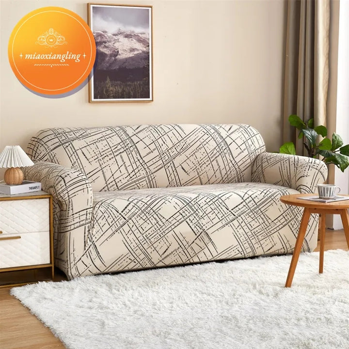 White Criss Cross - Luxury Quality Strechable & Dust-proof Sofa Cover