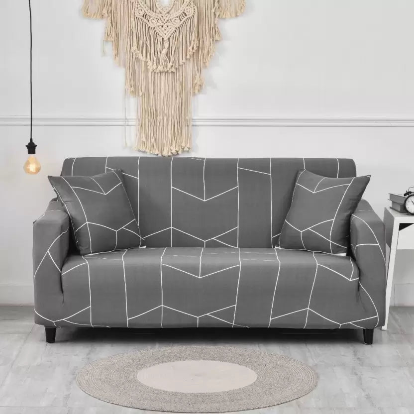 Grey Hexagon - Luxury Quality Strechable & Dust-proof Sofa Cover