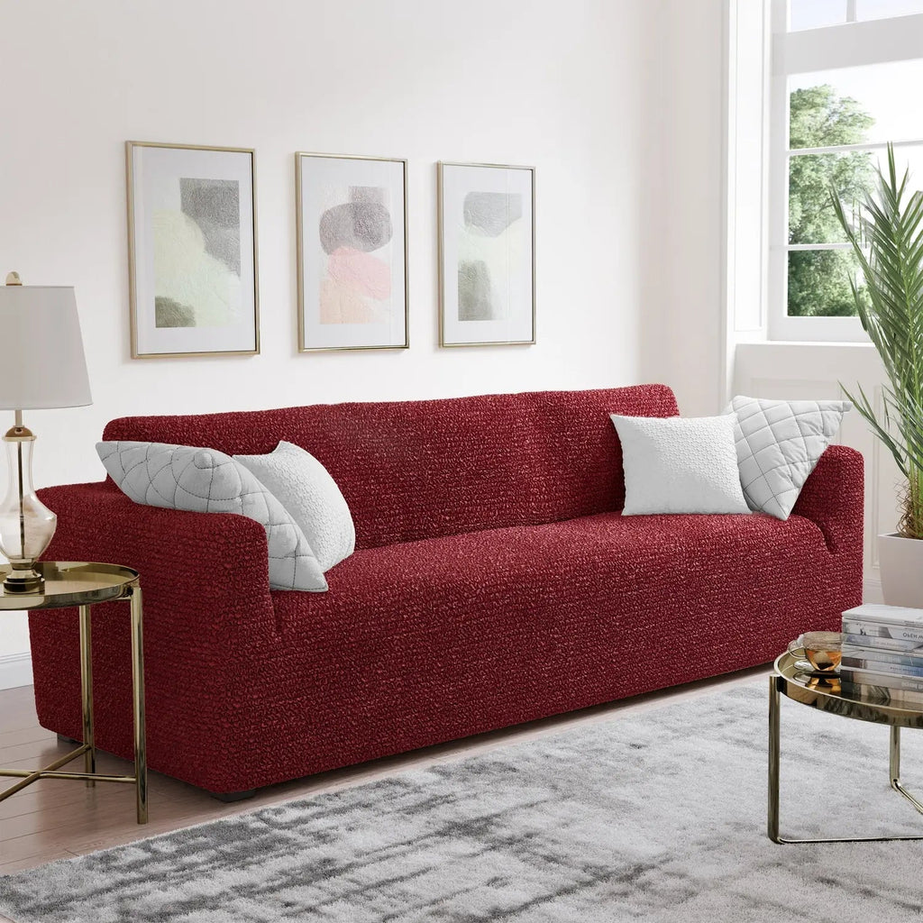 Bouncy Maroon Sofa Cover - Dustproof Water-Proof Streachable - Microfibra Collection
