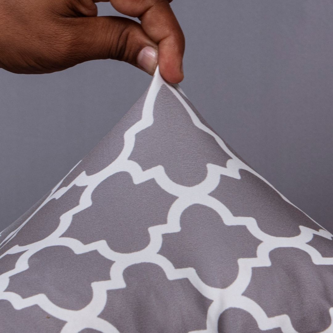 Square Pillow Covers- super Stretchable covers online-100% splendex Machine wash cold. Wash dark colours seperately. Do not soak. Do not bleach, tumble dry low, warm iron if necessary-Grey diamond cushion cove