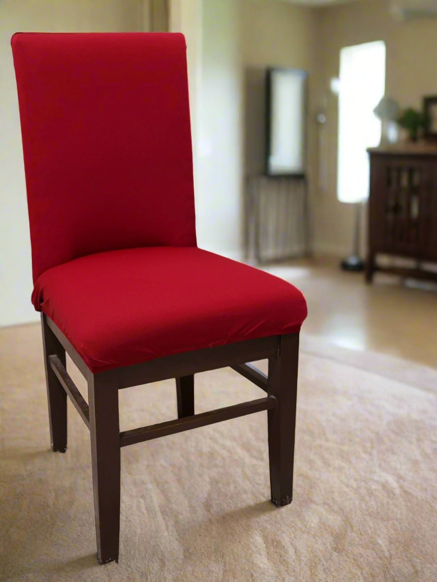 Maroon Solid Elastic Design Chair Covers