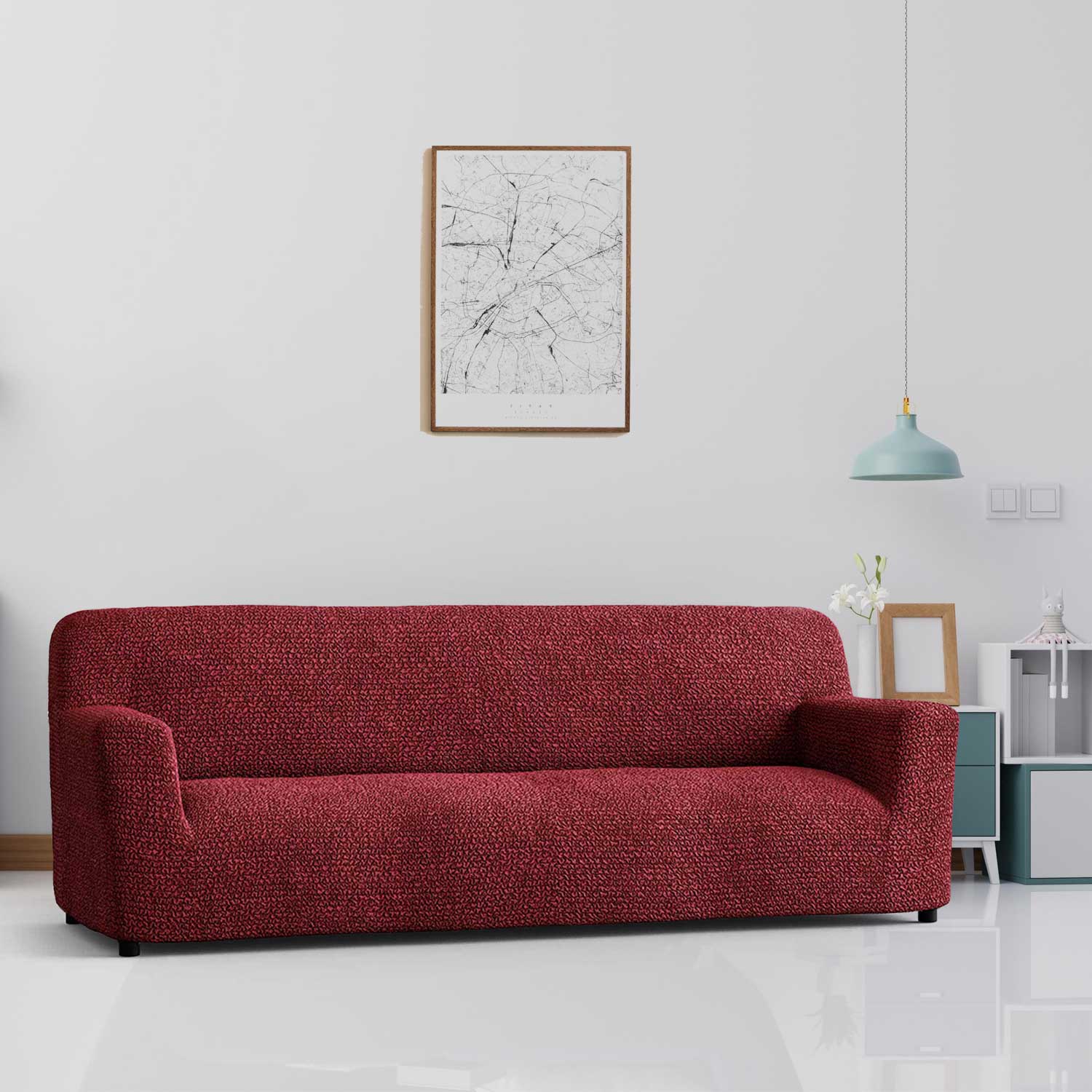 Bouncy Maroon Sofa Cover - Dustproof Water-Proof Streachable - Microfibra Collection