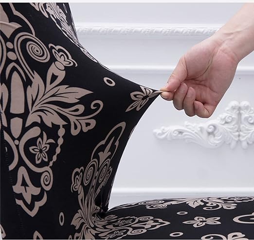 Black Brocade Chair Covers - Stretchable, Dustproof, Water Resistant & Machine Washable