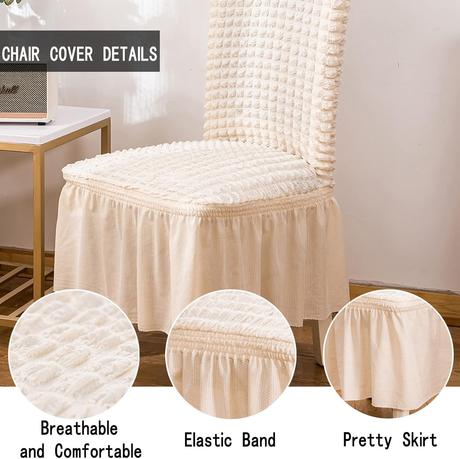 Bubble Cream Dining Chair Cover - Micro Fibre Collection