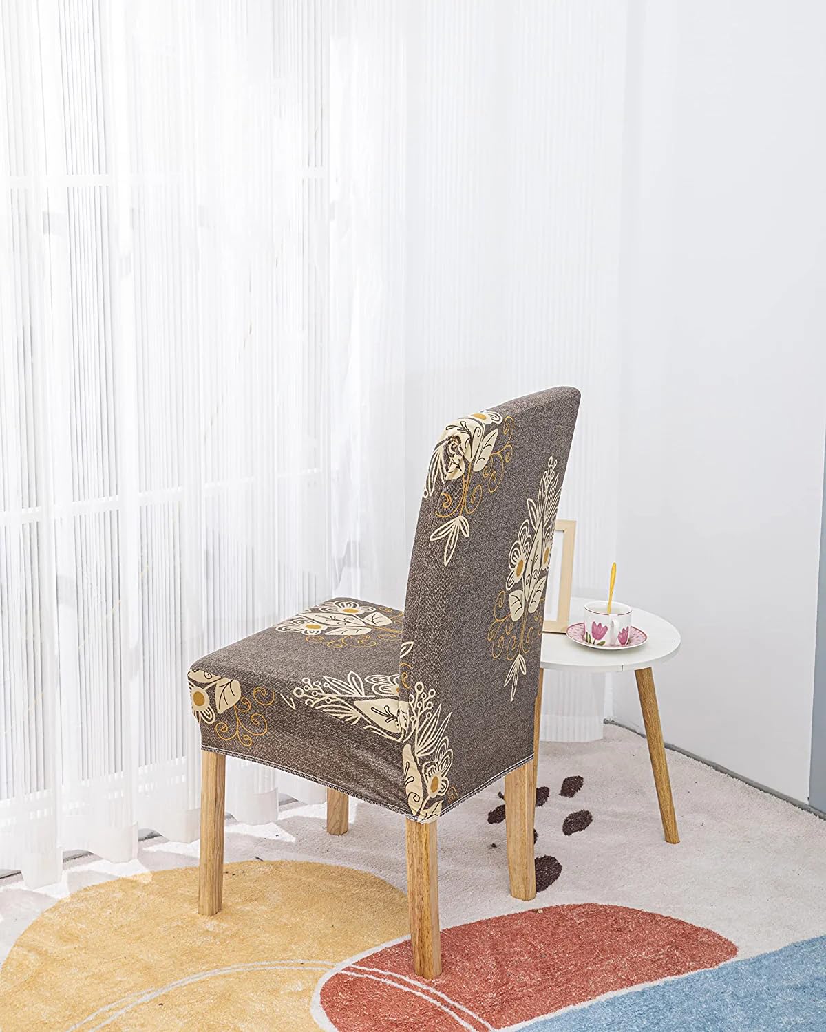 Beige Brocade Chair Cover