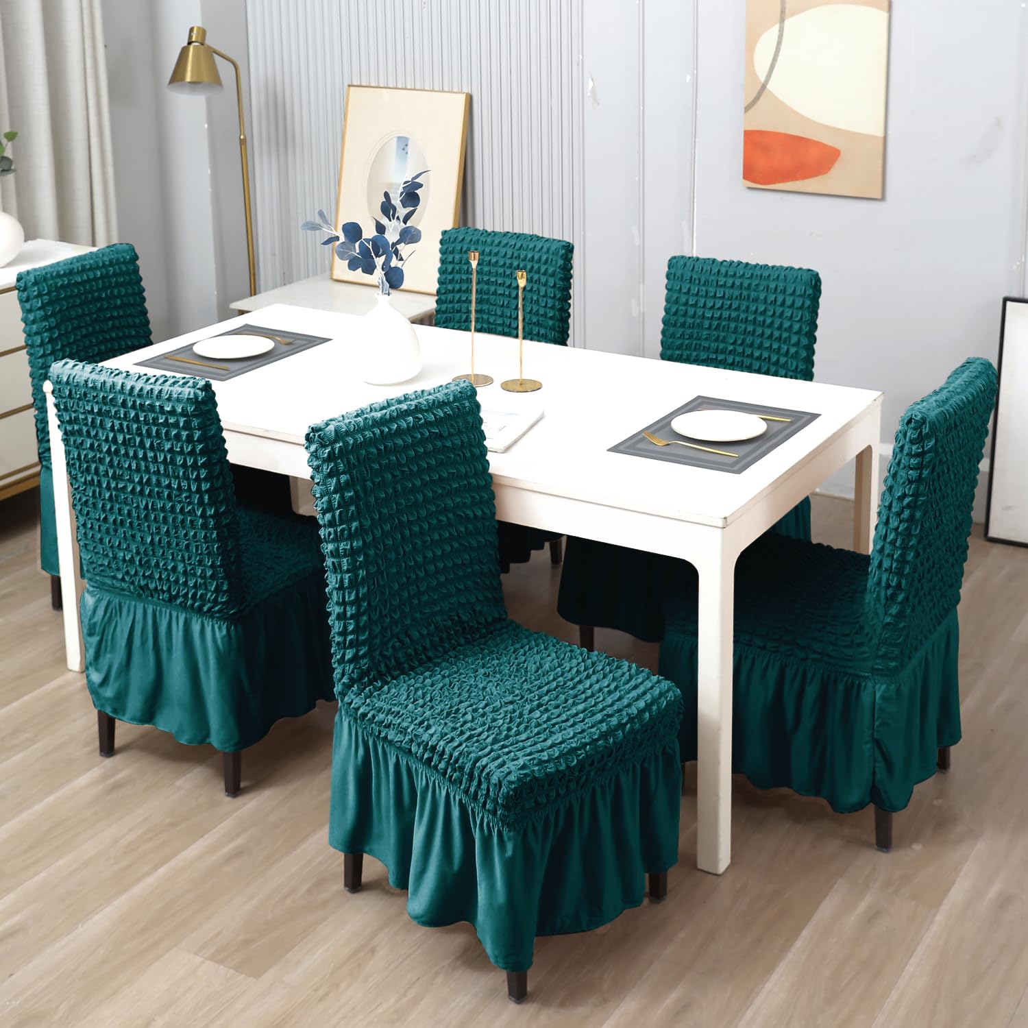 Bubble  Dark Green Dining Chair Cover - Micro Fibre Collection