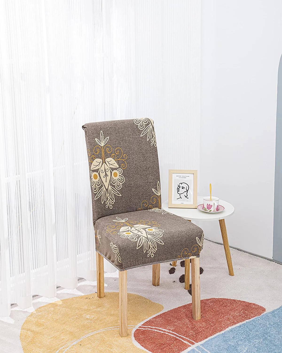 Beige Brocade Chair Cover