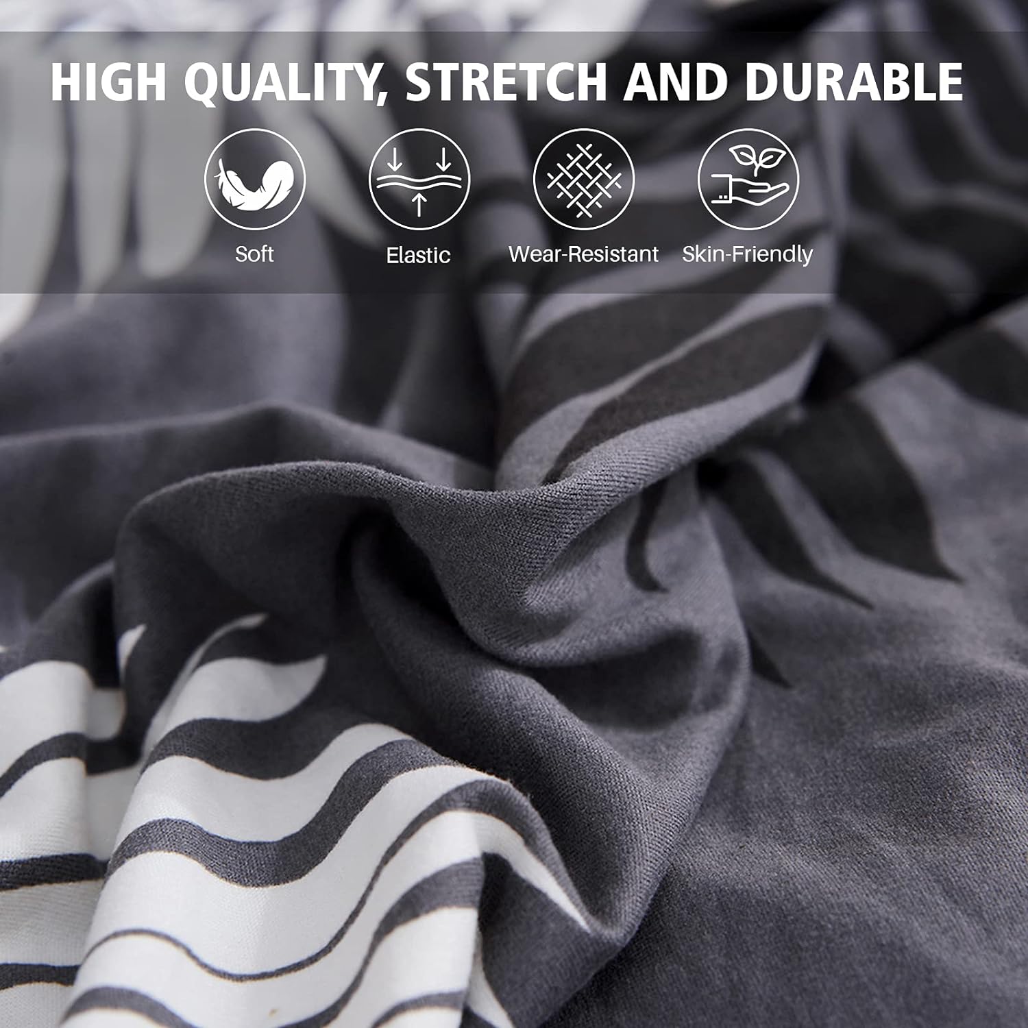 L-Shape Sofa Cover - Charcol Fern