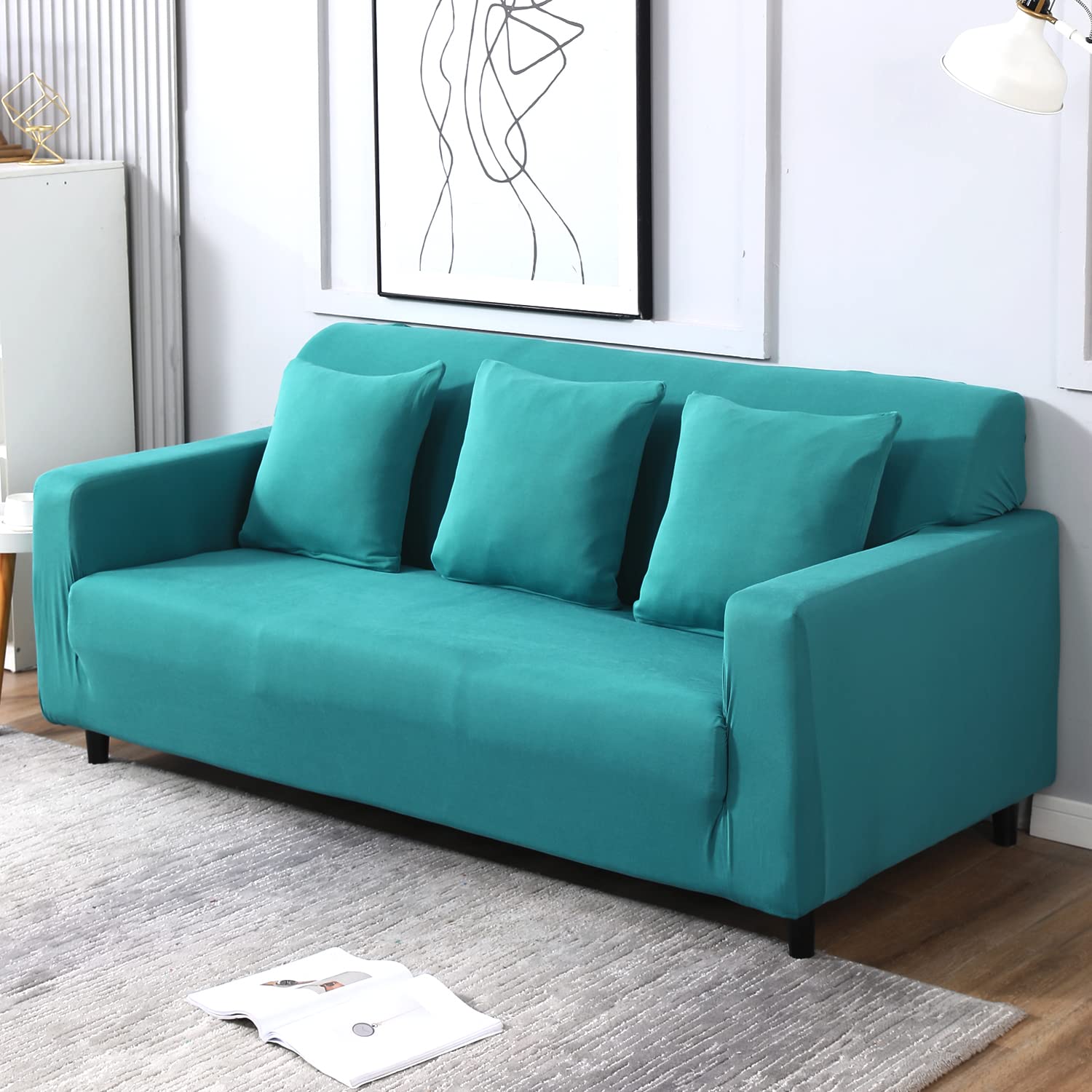 Premium Quality Machine Washable & Dust Proof Sofa Cover - Dark Cyan  | Universal Fit Streachable Fabric