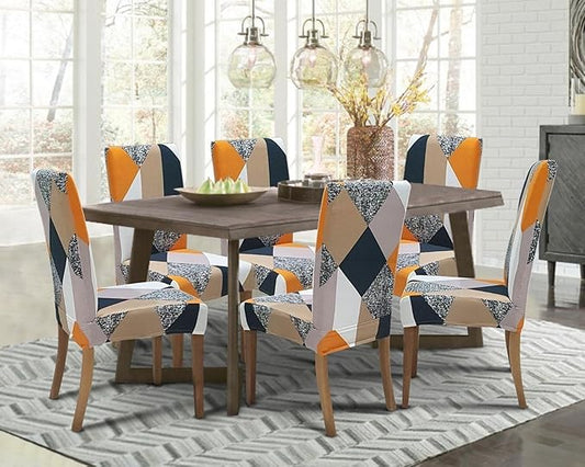 Prism Orange Chair Cover - Stretchable, Dustproof Elastic Fitted Covers