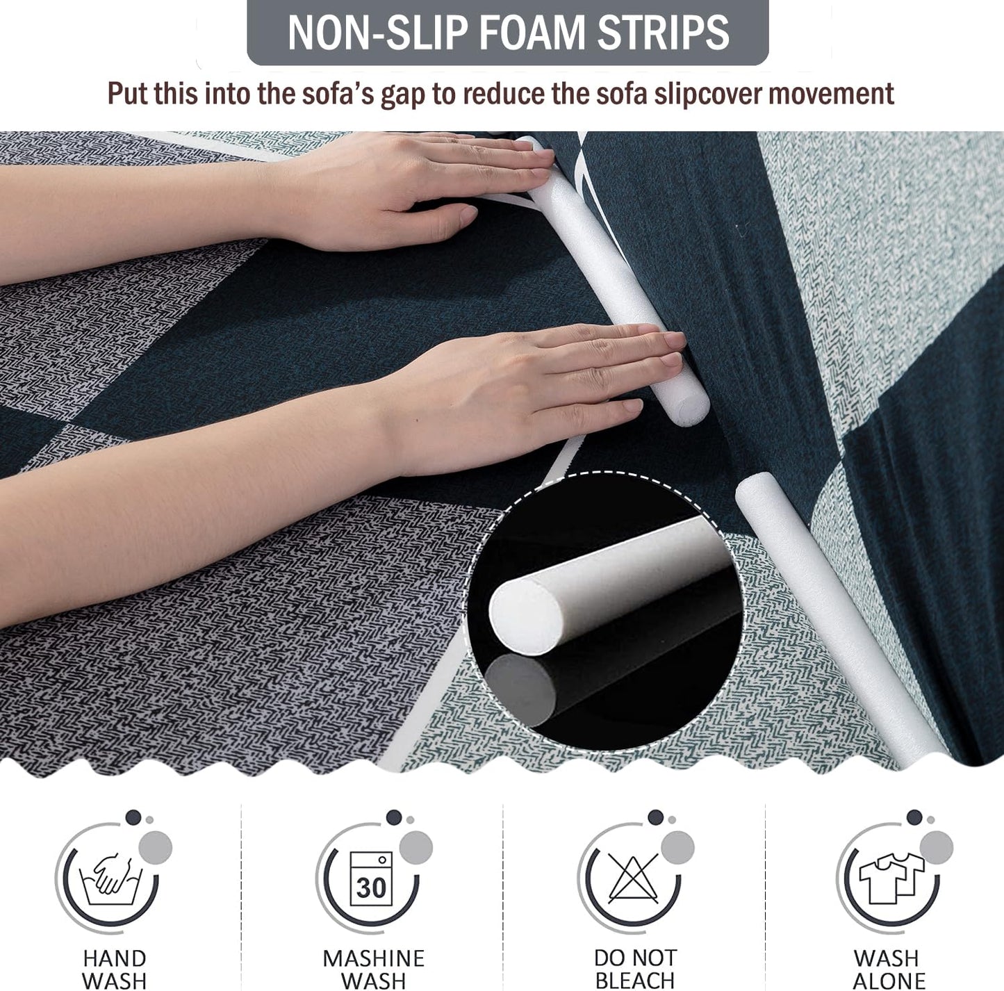 L-Shape Sofa Cover - Checkkerplaid Blue