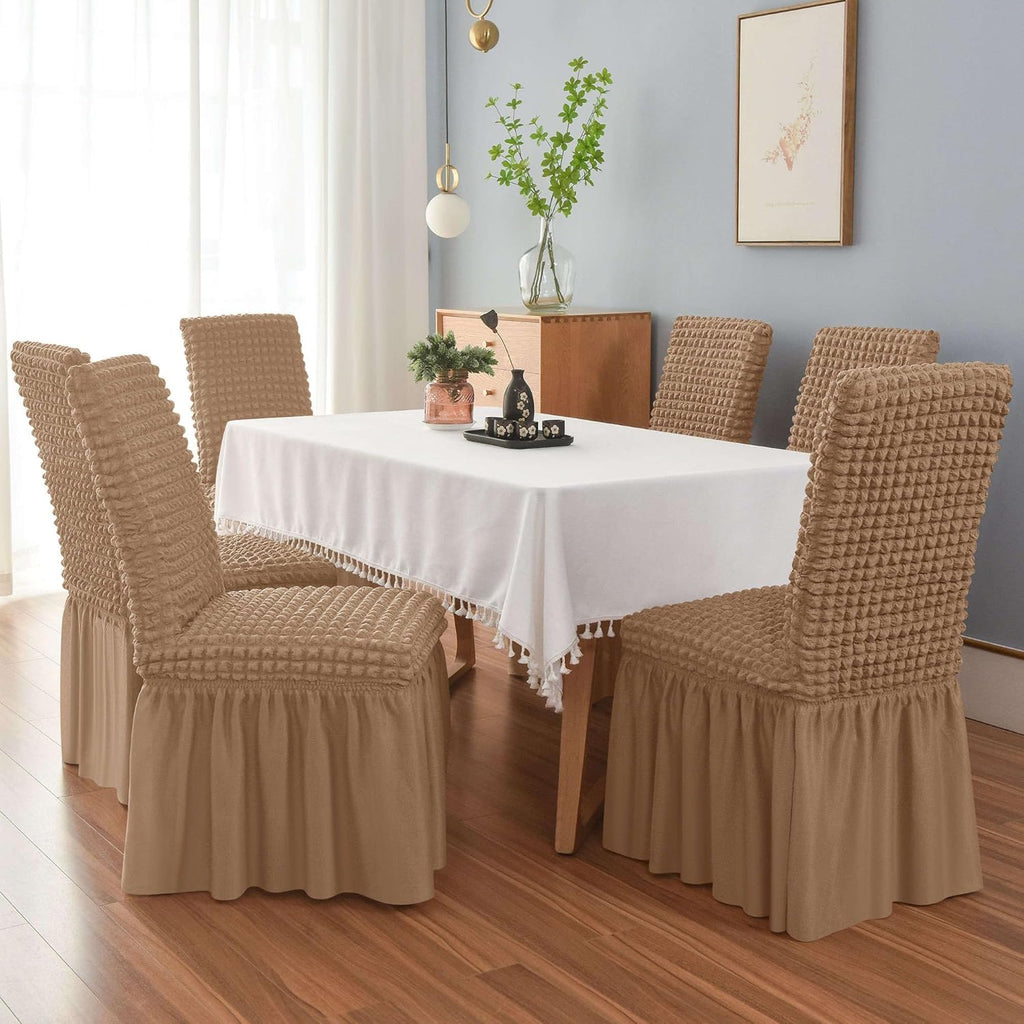 Bubble Khaki Dining Chair Cover - Micro Fibre Collection