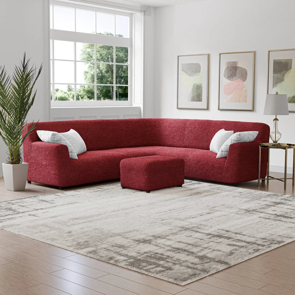Bouncy Maroon Sofa Cover - Dustproof Water-Proof Streachable - Microfibra Collection