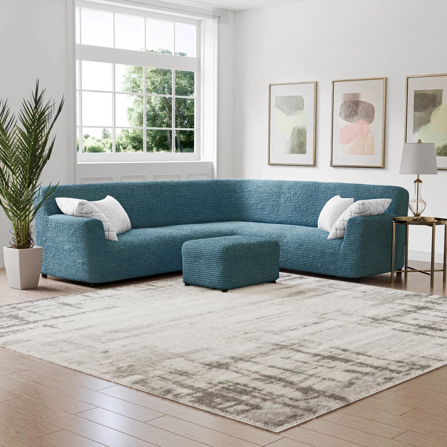 Bouncy Teal Sofa Cover - Dustproof Water-Proof Streachable