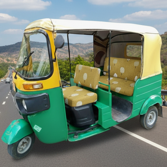 Yellow Leaf Auto Rickshaw Seat Cover - Stretchable, Dust-Proof, Machine Washable & High Quality