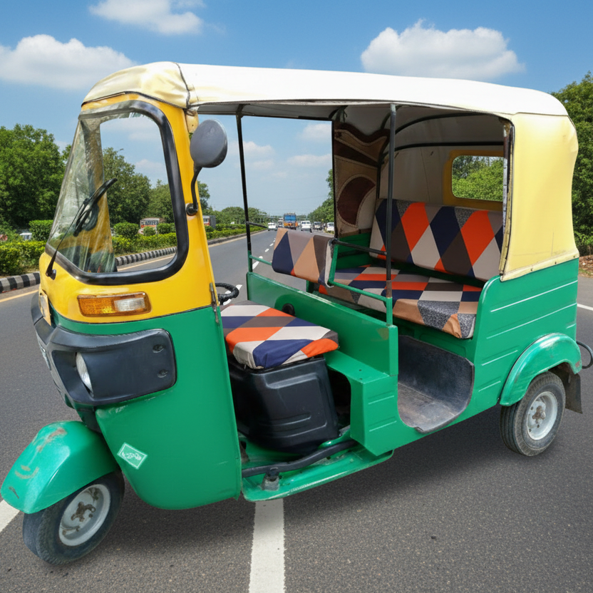 Prism Orange Auto Rickshaw Seat Cover - Stretchable, Dust-Proof, Machine Washable & High Quality