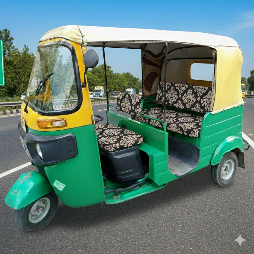 Black Brocade Auto Rickshaw Seat Cover - Stretchable, Dust-Proof, Machine Washable & High Quality
