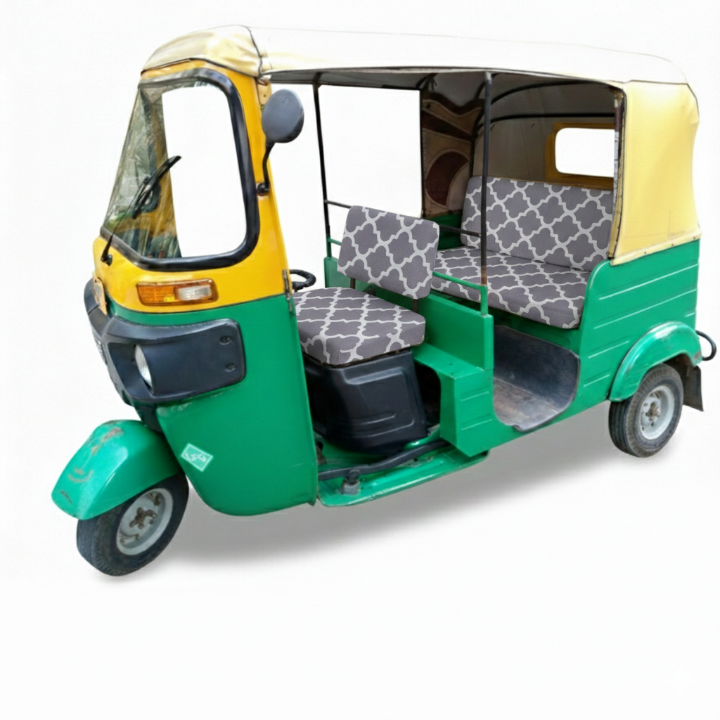 Grey Diamond Auto Rickshaw Seat Cover - Stretchable, Dust-Proof, Machine Washable & High Quality