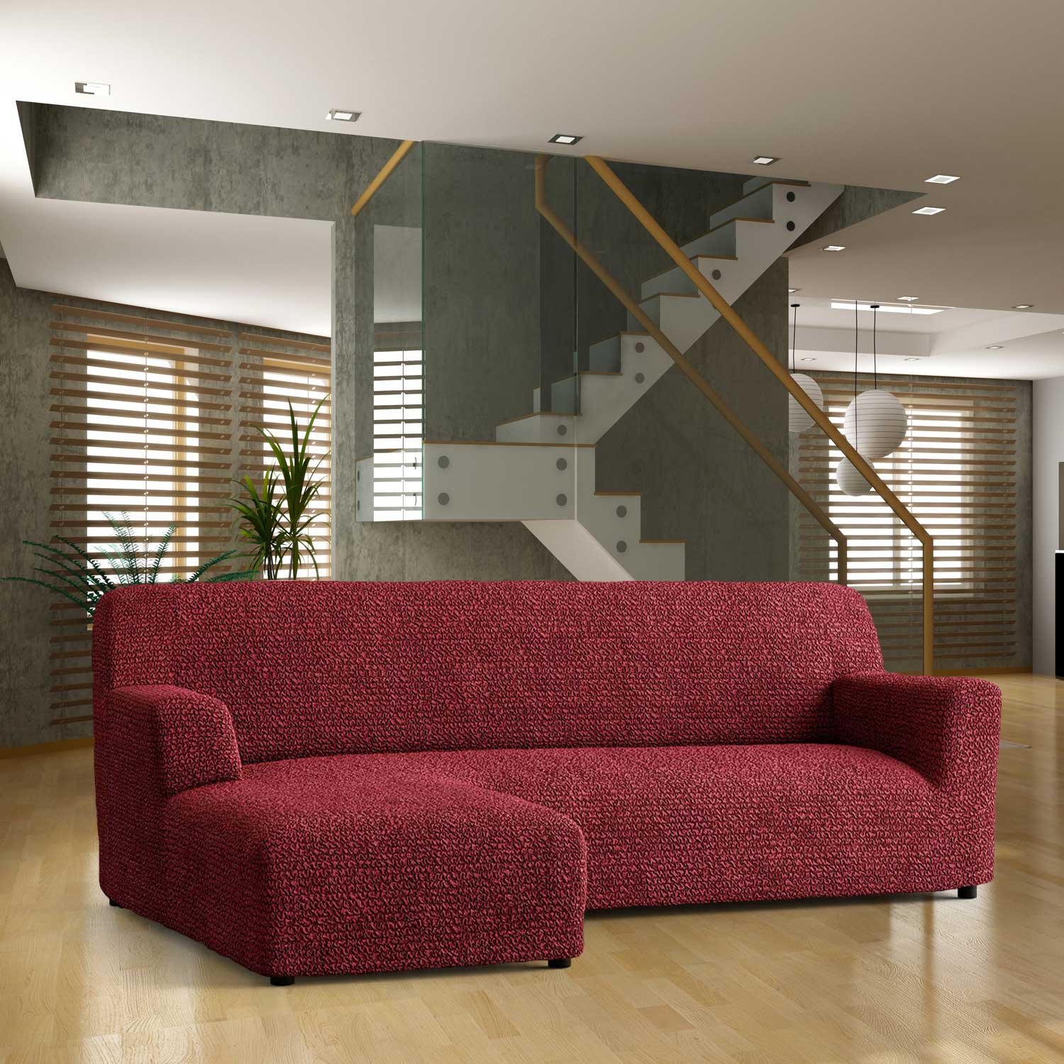 Bouncy Maroon Sofa Cover - Dustproof Water-Proof Streachable - Microfibra Collection