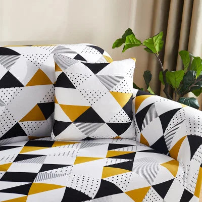 Geometric Brown - Exclusive Stretchable Sofa Cover