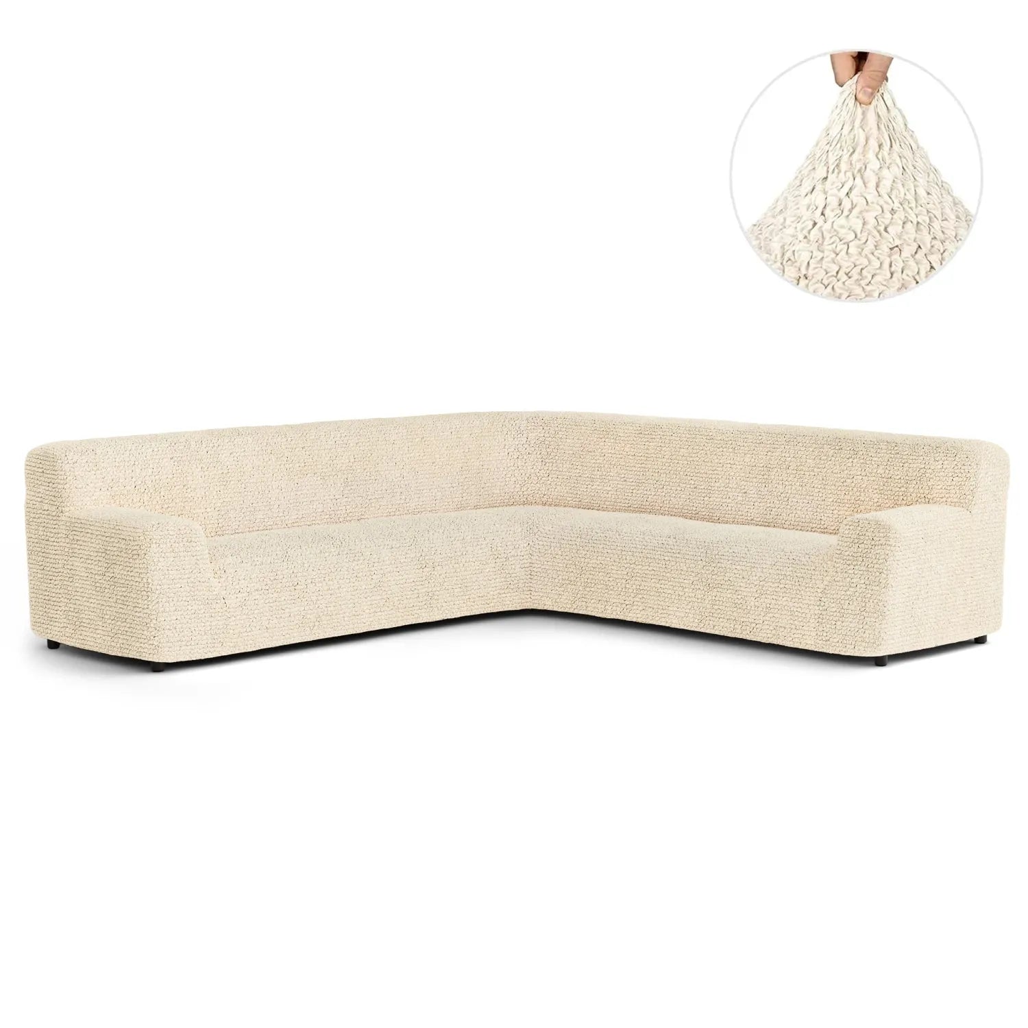Cream Solid - Corner Sofa Slipcover, Microfibra Collection (Copy)