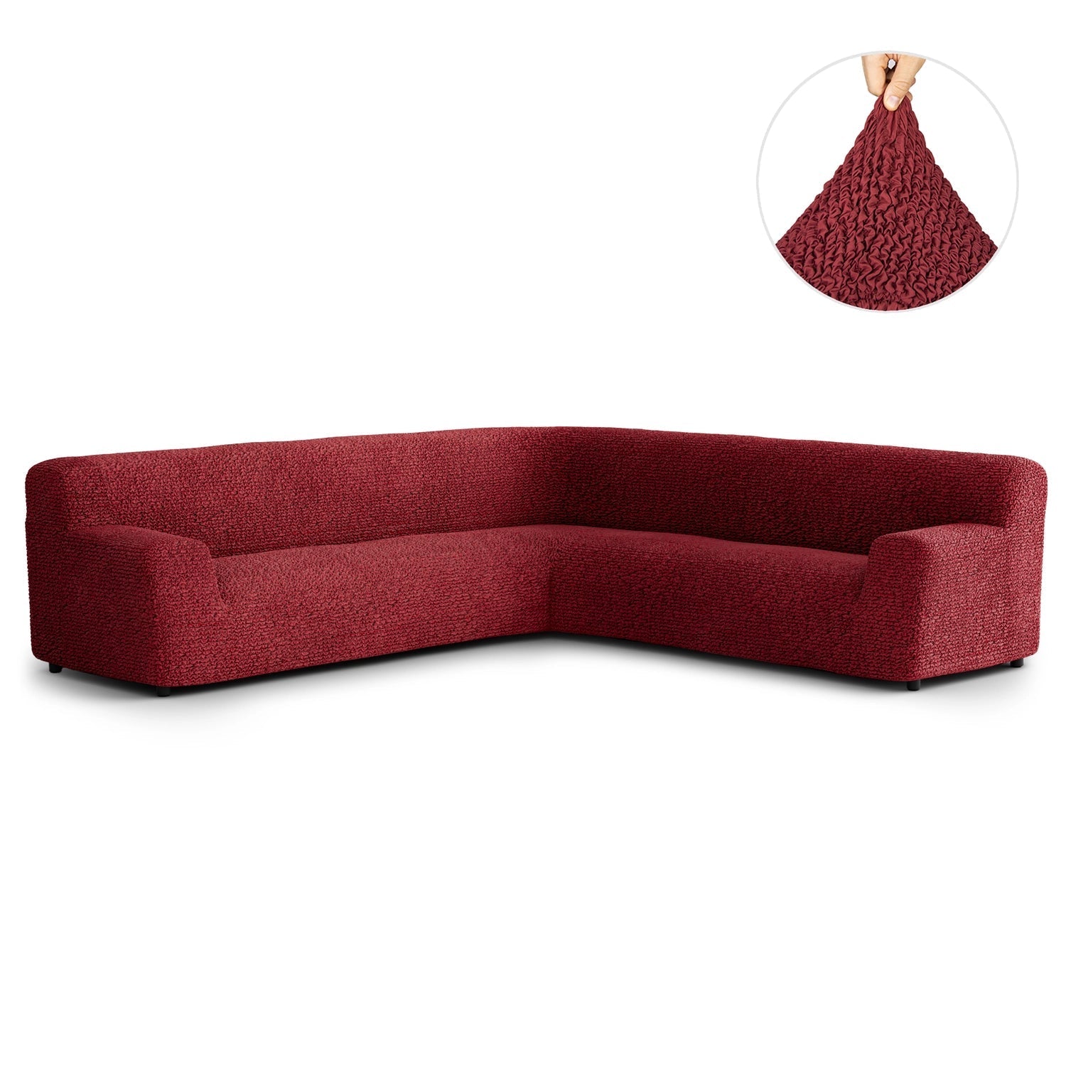 Maroon Solid - Corner Sofa Slipcover, Microfibra Collection