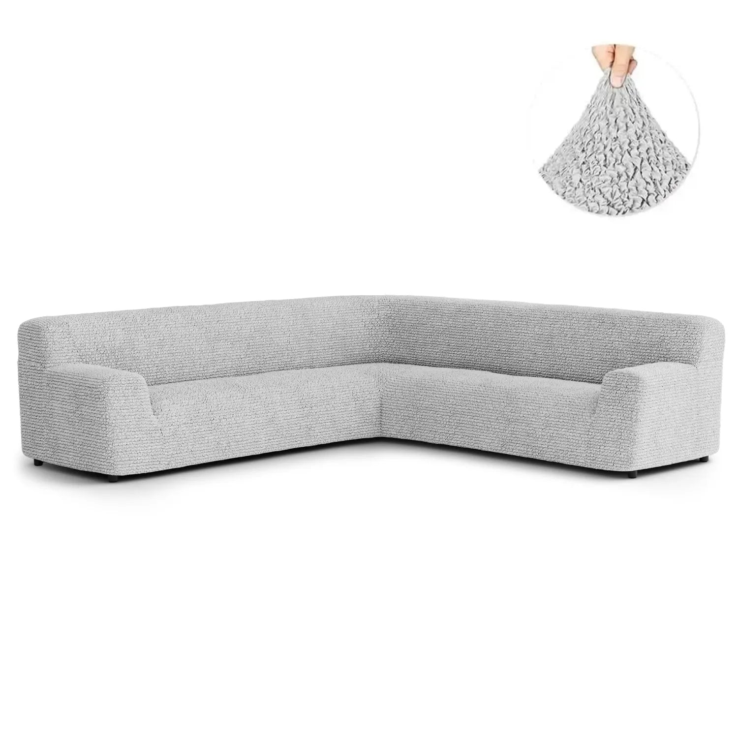 Light Grey Solid - Corner Sofa Slipcover, Microfibra Collection