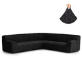 Black Solid - Corner Sofa Slipcover, Microfibra Collection
