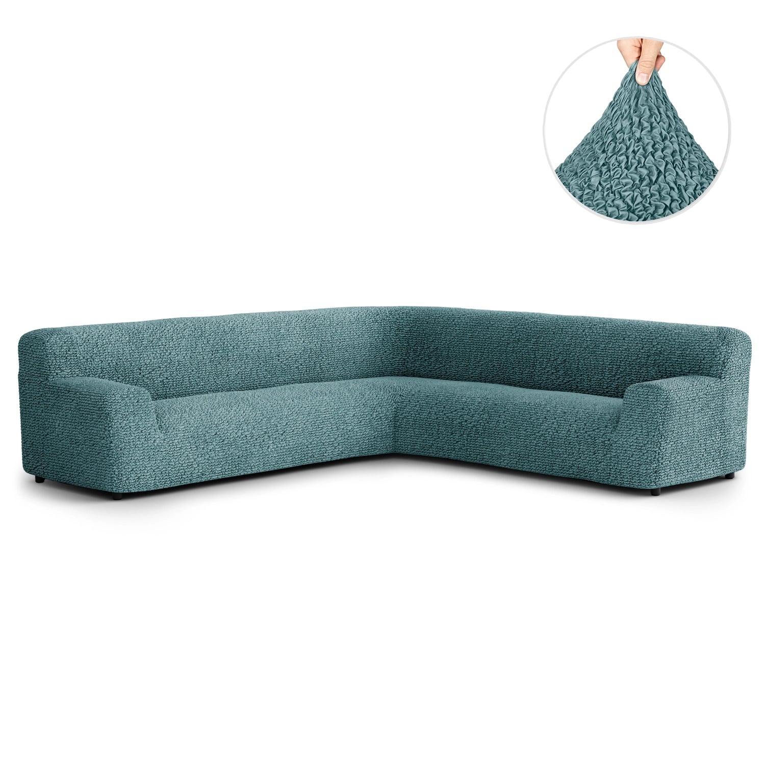 Teal Solid - Corner Sofa Slipcover, Microfibra Collection