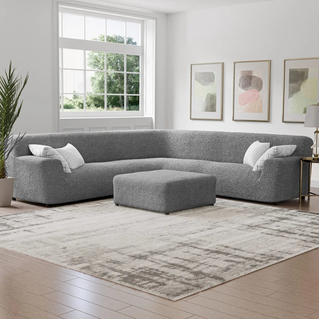 Ash Solid - Corner Sofa Slipcover, Microfibra Collection