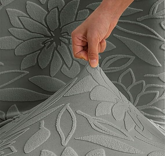 Majestic Jacquard Light Grey Elastic Chair Cover – Stretchable, Dustproof, Machine Washable