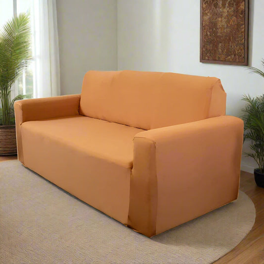Premium Quality Machine Washable & Dust Proof Sofa Cover - Peach | Universal Fit Streachable Fabric