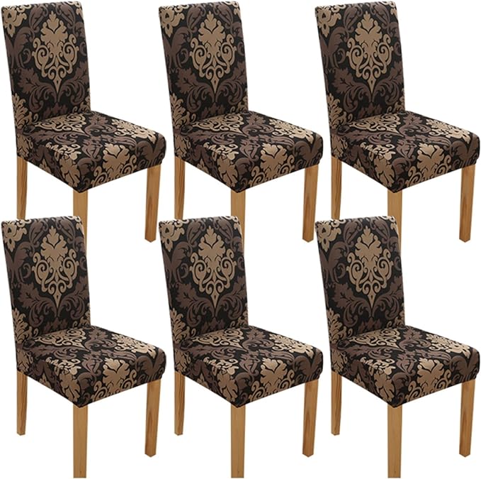 Brown Brocade Chair Covers - Stretchable, Dustproof, Water Resistant & Machine Washable