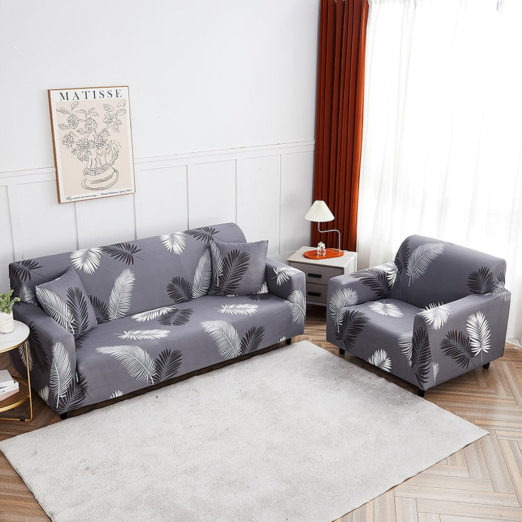 Charcoal Fern - Exclusive Stretchable Sofa Cover