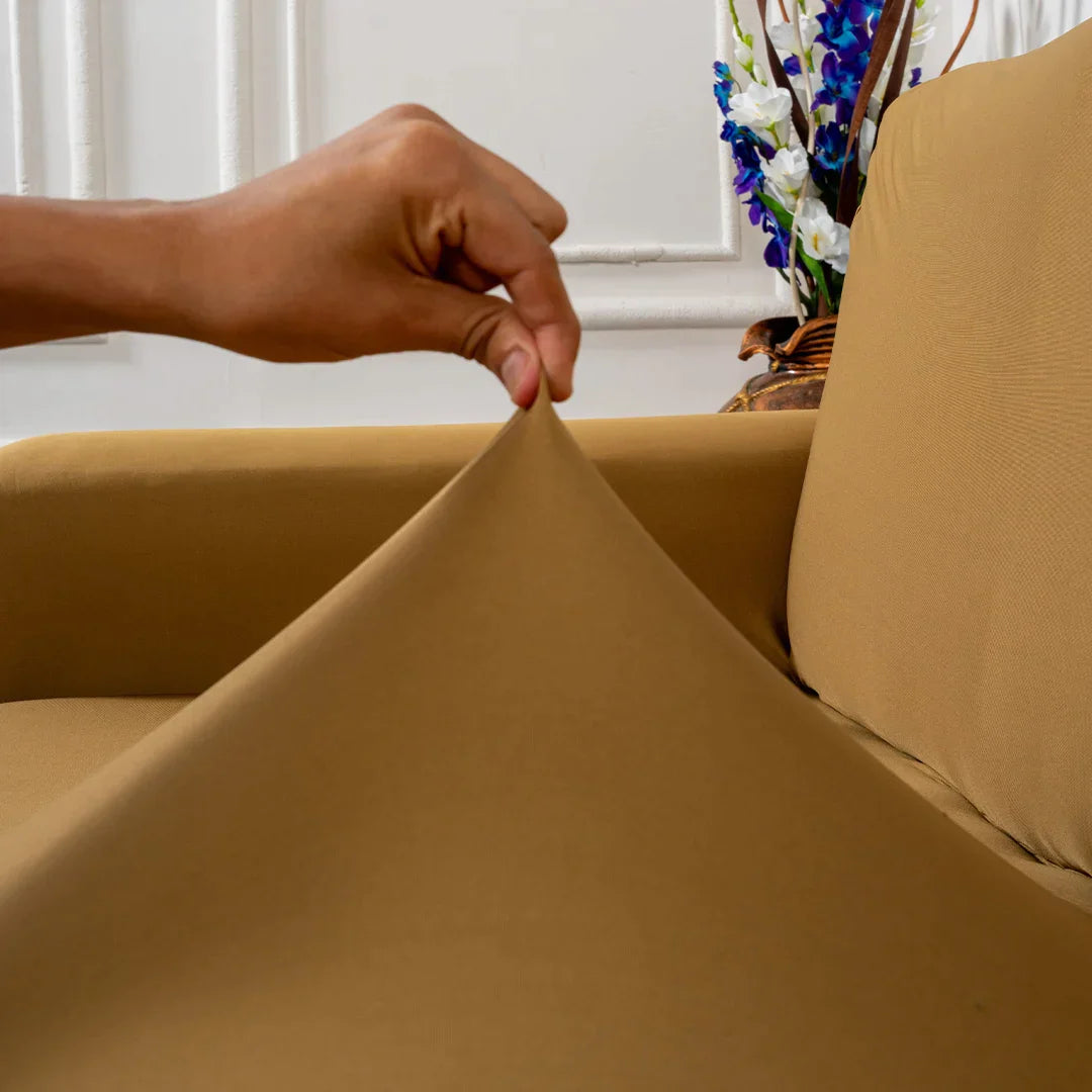 Premium Quality Machine Washable & Dust Proof Sofa Cover - Khaki | Universal Fit Streachable Fabric