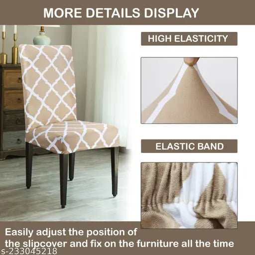 Cream Diamond Chair Covers - Stretchable, Dustproof, Water Resistant & Machine Washable
