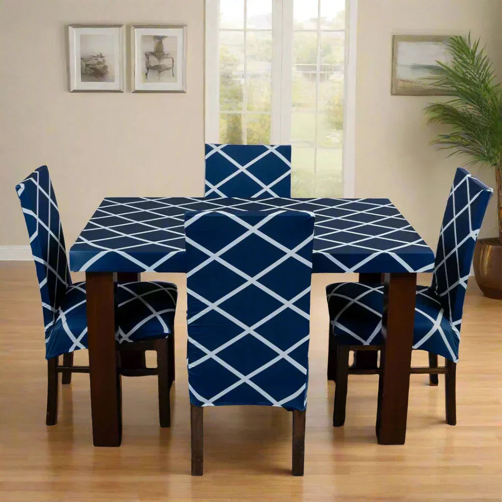 Dining Table Grey Check Dining Chair Covers Navy Blue Checks