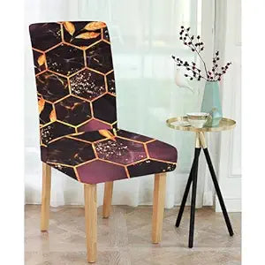 Golden Hexagon Chair Covers - Stretchable, Dustproof, Water Resistant & Machine Washable