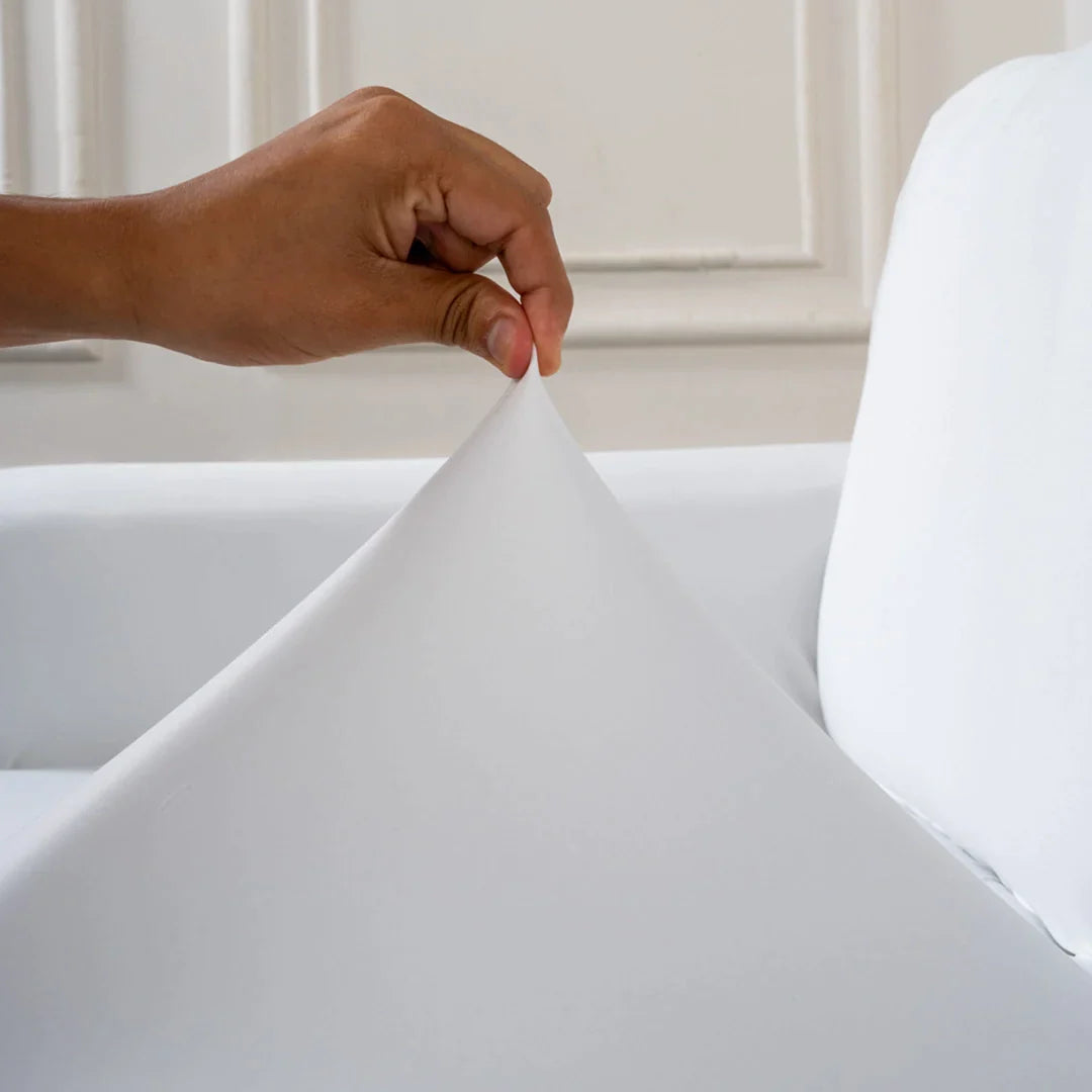 Premium Quality Machine Washable & Dust Proof Sofa Cover - White | Universal Fit Streachable Fabric