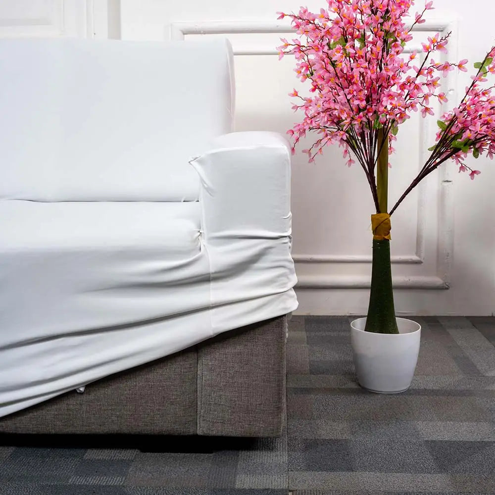 Premium Quality Machine Washable & Dust Proof Sofa Cover - White | Universal Fit Streachable Fabric