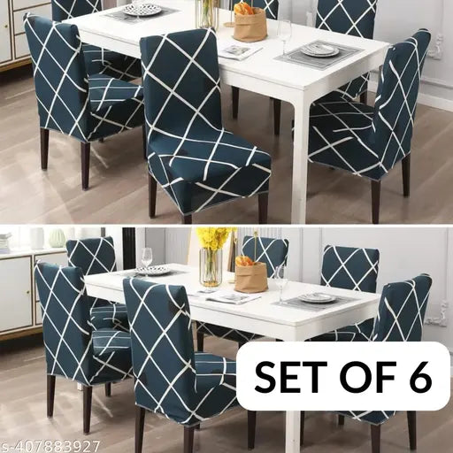 Navy Blue Checks Chair Cover