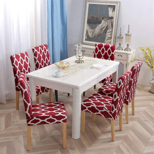 Maroon Diamond Chair Cover - Stretchable, Dustproof, Water Resistant & Machine Washable